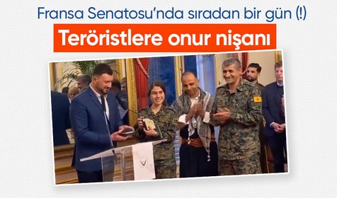 Fransa Senatosu'nda YPG ve YPJ'li teröristlere onur nişanı verildi