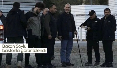 Son dakika haberleri... İçişleri Bakanı Süleyman Soylu, Kahramanmaraş'ta bastonla görüntülendi