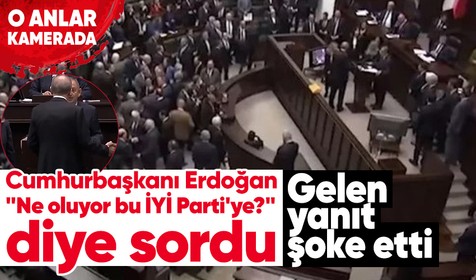 Cumhurbaşkanı Recep Tayyip Erdoğan "Ne oluyor bu İYİ Parti'ye?" diye sordu, Mehmet Özhaseki'nin cevabı şoke etti! O anlar kameraya böyle yansıdı