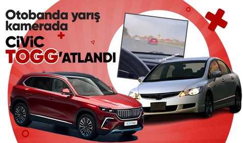 Otobanda Togg ile karşılaşan Honda Civic sürücüsü kapışmak istedi ortaya ilginç görüntüler çıktı