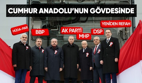 Cumhur İttifakı TCG Anadolu'nun teslim törenine katıldı! TCG Anadolu'nun gövdesinde fotoğraf