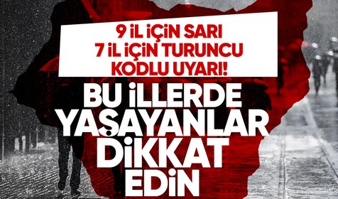 Meteoroloji Genel Müdürlüğü 12 Nisan tarihli hava durumu raporunu yayımladı! 9 il için sarı 7 il için ise turuncu kodlu uyarı yapıldı