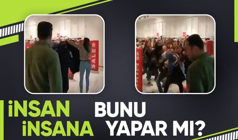 Mağazada izdiham! Müşterilerin üzerine atılan ürünleri almak için birbirini ezdi