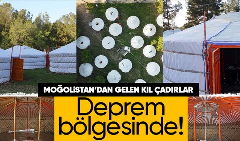 Kahramanmaraş merkezli meydana gelen depremlerin büyük yıkıma uğrattığı Adıyaman'a Moğolistan'dan gelen kıl çadırlar kuruldu