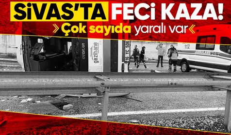 Sivas-Malatya kara yolunun Gürün ilçesi Suçatı Beldesi girişinde midibüs devrildi! çok sayıda yaralı var