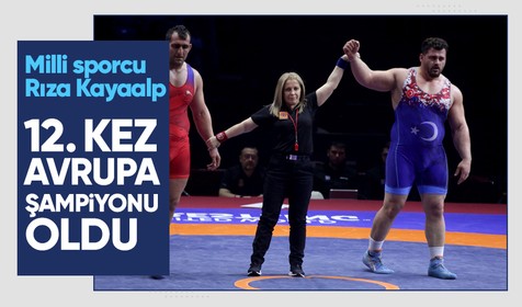 Rıza Kayaalp, Avrupa Güreş Şampiyonası'nda, grekoromen stil 130 kiloda altın madalya kazandı