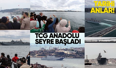 Cumhurbaşkanı Recep Tayyip Erdoğan çocuklarla TCG Anadolu'yu uğurladı