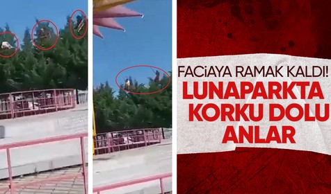 Bursa'da korku dolu anlar: Lunaparkta dev salıncak ağaç dallarına takıldı