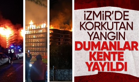 İzmir'de yangın: Söndürme çalışmaları devam ederken müdahale için helikopterler havalandı