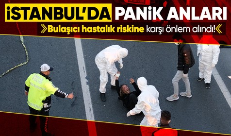 İstanbul'da E5 karayolunda şaşkına çeviren görüntü! Bulaşıcı hastalık riskine karşı... Göz yaşartıcı spreyle kelepçelediler