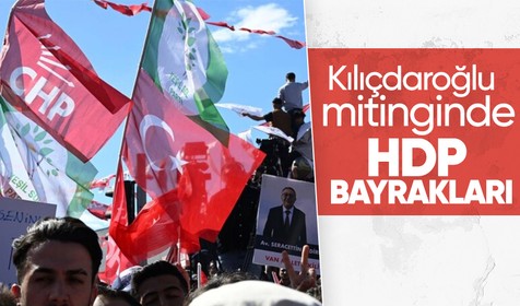 Millet İttifakı'nın cumhurbaşkanı adayı Kılıçdaroğlu ve İmamoğlu'nun Van mitinginde HDP bayrakları sallandı!