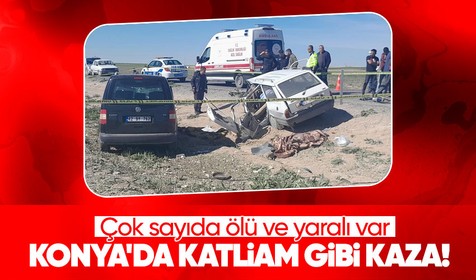 Konya'da katliam gibi kaza! Otomobil ile ticari araç çarpıştı: Çok sayıda ölü ve yaralı var