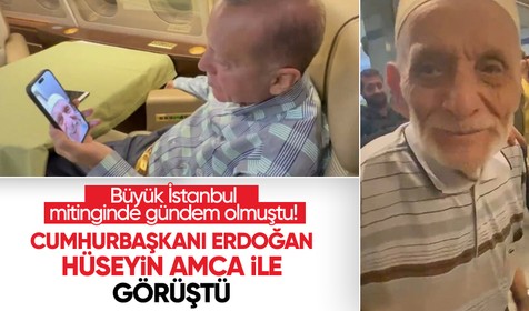 Cumhurbaşkanı Recep Tayyip Erdoğan AK Parti'nin Büyük İstanbul Mitingi'ne gelen 85 yaşındaki Hüseyin Bayraktar ile görüştü