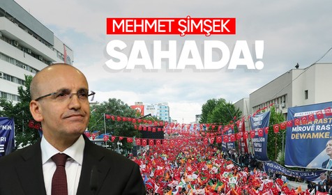 Batman'da Cumhurbaşkanı Erdoğan'a eşlik edeceği söyleniyordu! Mehmet Şimşek mitinge katıldı ama kürsüye çıkmadı
