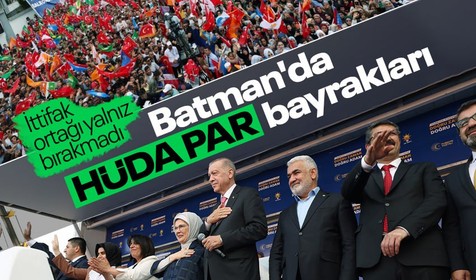 Cumhurbaşkanı Erdoğan ve HÜDA PAR Genel Başkanı Zekeriya Yapıcıoğlu'ndan Batman'da ortak mitingi! Birlikte vatandaşları selamladılar