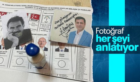 Cumhurbaşkanlığı seçiminde teröristbaşı Öcalan'ın fotoğrafıyla oy kullandı! Sosyal medyayı sallayan görüntü