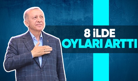 Cumhurbaşkanı Recep Tayyip Erdoğan'ın 8 ile oy oranlarının arttığı görüldü
