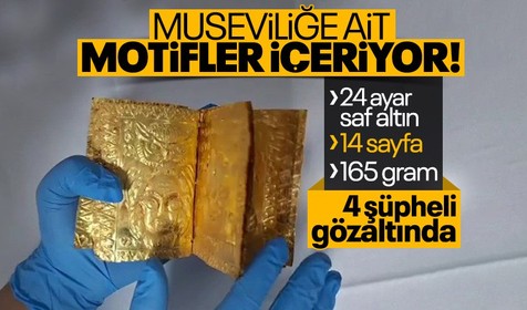 Erzincan'da 24 ayar altından yapılmış 14 sayfalık kitap ele geçirildi! Toplam ağırlığı...
