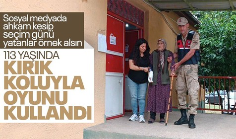113 yaşındaki Fatma Tıraş kırık koluna rağmen oyunu kullandı! Türkiye'ye örnek oldu