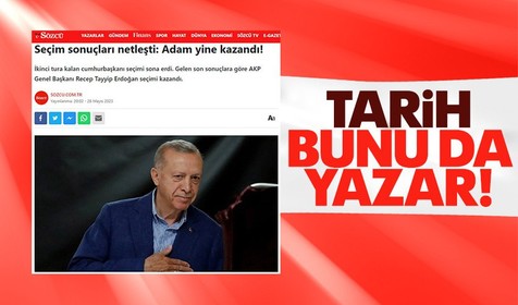 Sözcü seçimleri Cumhurbaşkanı Erdoğan'ın kazandığı "Adam yine kazandı" başlığıyla duyurdu
