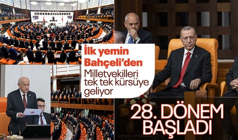 TBMM'de 28. dönem başladı: Yeni milletvekilleri Meclis'te yemin ediyor