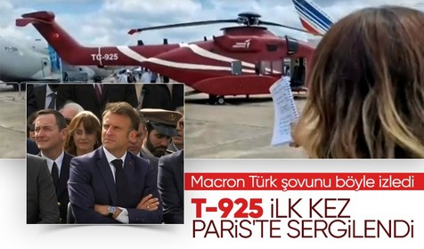 Macron Fransa'da Türk helikopteri T-925'i izledi! Paris'te gövde gösterisi