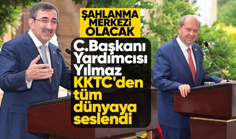 Son dakika! Cumhurbaşkanı Yardımcısı Cevdet Yılmaz'ın  ilk yurt dışı ziyareti: Cumhurbaşkanı Ersin Tatar ile ortak basın toplantısı düzenledi