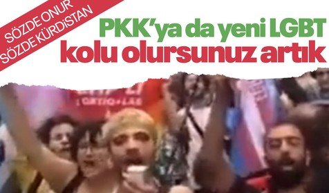 Terör destekçiliği yapan LGBT'liler, izinsiz gösteri girişimlerinde 'Kürdistan' sloganı attı