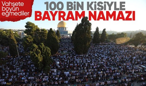 100 bin Müslüman Mescid-i Aksa'ya akın etti! Vahşet altında bayram namazı