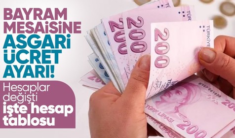 Bayram mesaisine asgari ücret ayarı! Hesaplar değişti! 4,5 gün için en az çift mesai! Bayram mesaisi hesap tablosu netleşti