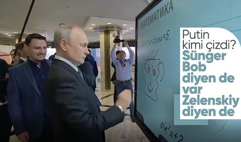 Vladimir Putin, akıllı tahtaya resim çizdi: Görenler alkışladı