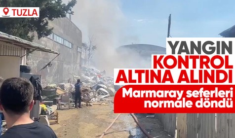 Tuzla'da bulunan bir geri dönüşüm tesisinde yangın çıktı! Marmaray seferleri durduruldu