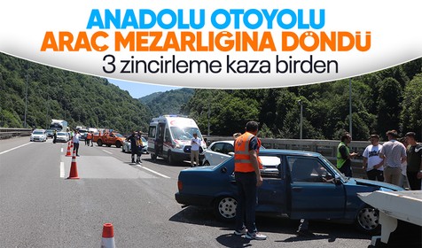 Anadolu Otoyolu'nda zincirleme kaza! Araçlardan biri bariyerler ok gibi saplandı