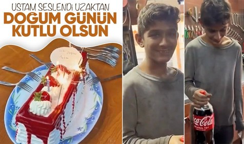 Kütahya'da tamirci çırağına yapılan doğum günü sürprizi izleyenleri duygulandırdı