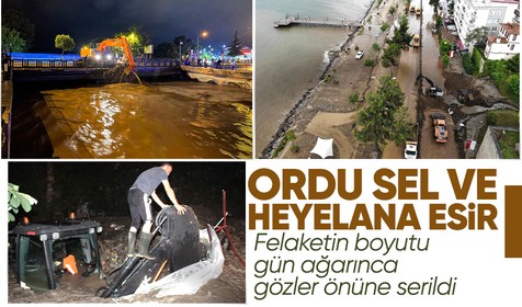 Ordu’da sel ve heyelan! Jandarma ve polis sahada: Kapanan sahil yolunda çalışmalar devam ediyor