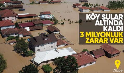 Düzce göle döndü! İçmeler köyü sular altında kaldı! Zarar 3 milyon