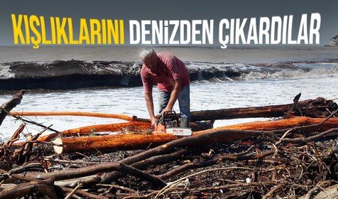Kastamonu'da meydana gelen sel sonrası vatandaşlar kışlık yakacaklarını topluyor