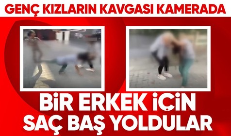 İzmir'de kızlar saç saça kavga etti: O anlar kamerada