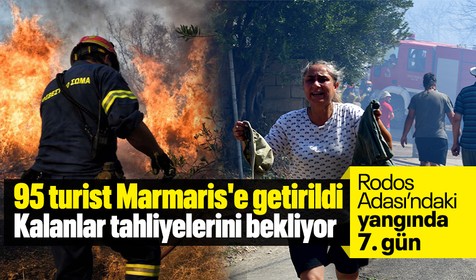 Rodos’taki yangından kaçan turistler sahillerde yardım bekliyor