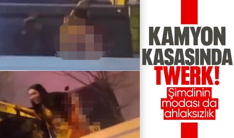 Pendik'ten sonra şimdi de Beyoğlu! Kamyon kasasında twerk yaptı trafiği tehlikeye attı