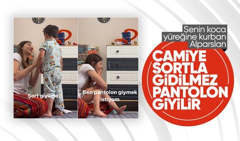 Minik Alparslan ile annesinin gülümseten diyaloğu: Camiye şortla gidilmez, pantolon giyilir
