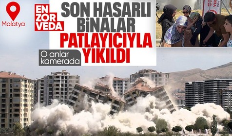 Malatya'da depremde ağır hasar alan 2 bina 600 kilogramlık patlayıcıyla yıkıldı! Ev sahipleri gözyaşları içinde izledi