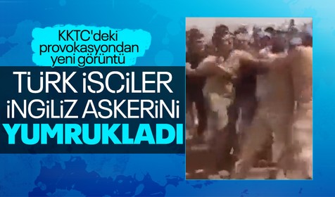 Türk işçiler İngiliz askerlerini yumruklayarak püskürttü! KKTC'deki provokasyondan yeni görüntü