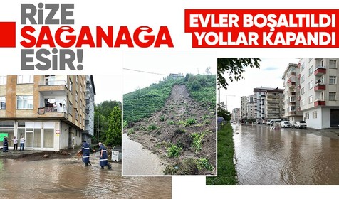 Rize'de şiddetli yağış sebebiyle 8 ev tedbir amacıyla tahliye edildi