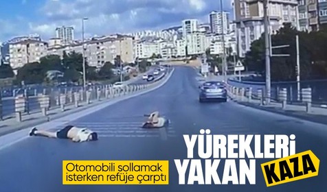 Maltepe'de yürekleri yakan kaza! Otomobili sollamak isterken refüje çarptı