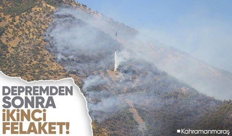 Kahramanmaraş'ın Türkoğlu ilçesinde çıkan orman yangınına havadan ve karadan müdahale sürüyor