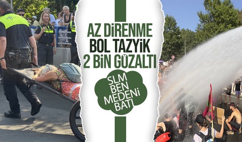 Hollanda'da çevreci göstericilere tazyikli suyla müdahale! 2 bin gözaltı
