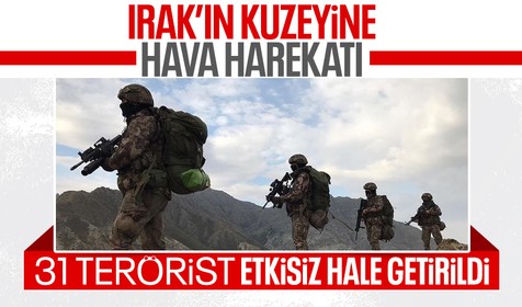 Son Dakika: Irak'ın Kuzeyinde sorumlu düzeyde teröristlerin de bulunduğu 31 hedef vuruldu