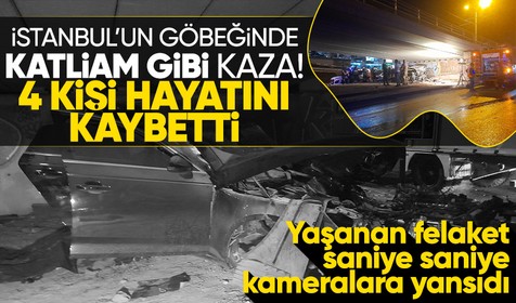 Bahçelievler'de beton bloğa çarpan otomobildeki 4 kişi hayatını kaybetti: O anlar saniye saniye kameralara yansıdı
