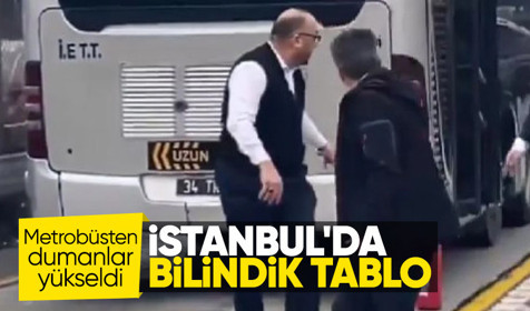 İstanbul'da seyir halindeki metrobüsten dumanlar yükseldi